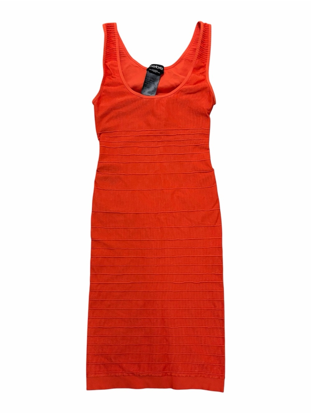 bebe Orange Ribbed Tank Midi Dress - Scoop Neck